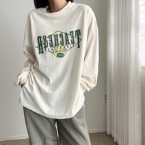 에이치스 간절기 그래픽프린팅 박시핏 긴팔 롱티셔츠