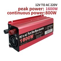 순수 사인 인버터 12V 220V 1000w/1600w/2200w/3000w LED 디스플레이 캠핑 비상 컨버터 양말 자동차 홈 야외 RV, [02] 1600W 12V-220V 50HZ, 02 1600W 12V-220V 50HZ