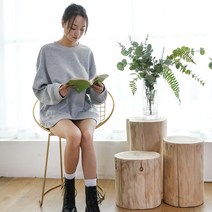 통나무 스툴 의자 나무 그루터기 단단한 부두 라운드 로그 기본 의류 매장 앉아 가정용 커피 테이블, 높이 50 구경 21-24cm