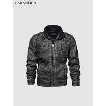 [해외] 오토바이 바이커 할리 데이비슨 CARANFIER 남성 가죽 자켓 스탠드 칼라 지퍼 포켓 남성 미국 크기 PU 코트 인조 가죽 패션 겉옷