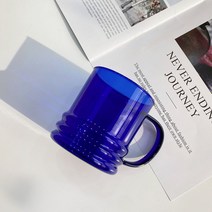 단색 모던 심플 홈 카페 구름 버블 내열유리컵 감성 주방 예쁜 컬러 투명 유리 머그 잔 350ml, 블루