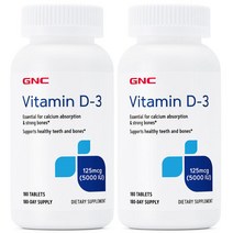 GNC 비타민D3 125mcg 5000IU 180정 2통세트, 비타민 D-3 5000IU 180정 2개
