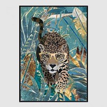 기타 바보사랑[마이월플레이즈]인테리어액자 Curious jaguar in the rainforest A2사이즈, 유광라운드블랙