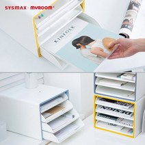 오픈형서류함 종이정리수납 문서보관 데스크용품 4단, 민트, 색상