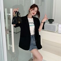 여성 정장 자켓 커피 컬러 영국 여름 반팔 정장 재킷 여성용 디자인 센스 틈새 올해 있는