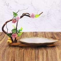 특이한그릇 접시 크리에이티브 중국식 뿌리조각 사방요리 일식그릇 인스타 유튜브 요리 식당창업, 박근조+잎접시