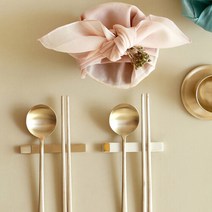 [놋담] 방짜유기 유기수저 단하수저 2인 누빔 수저집 포함