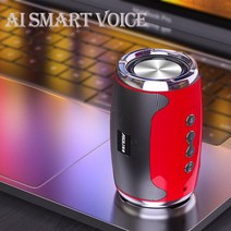 AI스피커 인공지능 스피커 AI 인텔리전스 블루투스 스피커 무선 베이스 컬럼 방수 아웃도어 USB AUX TF 서, 02 AI Red_01 플레이어 세트