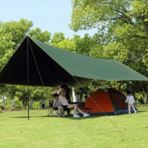 야외 캠핑 블랙 코팅 자외선 차단 감성 캐노피 방수 타프 4.4X4.4m, 4.4 * 4.4m (4개 폴대포함)