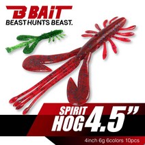 [B-BAIT] 비베이트 스피릿 호그 배스웜 (4.5인치 10개입) 민물 루어, 워터멜론