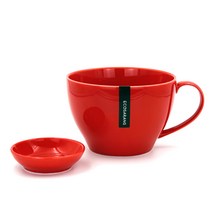 에코사랑 손잡이 라면기 미니접시세트 면기, 레드, 1개