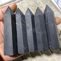 shungite 자연석 크리스탈 포인트 지팡이 치유 크리스탈 피라미드 shungite tower elite radio protection wiccan home decor, 5개, 5-7cm