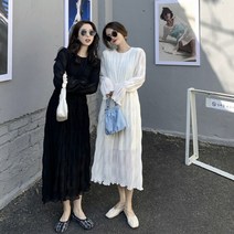 [바보사랑] 데일리 여성 롱 원피스 드레스 하객 주름 캉캉