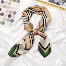 새로운 70x70cm 여성 다기능 폴리 에스터 실크 스카프 우아한 줄무늬 인쇄 캐주얼 새틴 작은 사각형 랩 스카프 목도리