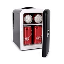 Living Enrichment 미니 냉장고 4 Liter 6 Can 스킨케어 AC 120V DC 12V 포터블 쿨러 워머, 검은색
