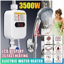 수영장 히팅기 물데우기 욕실 주방 탱크 없는 전기 순간 온수기 샤워 3500W 220V 3S 난방 온도 표시 EU 플러그