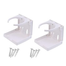 ZXAZX 2피스 접이식 나일론 조절 가능한 음료 컵 홀더 병 보관 랙 나사 포함 해양 보트 요트 캐러밴 자동차 트럭용 (블랙), White