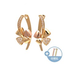 [비앤비골드]14K 귀걸이 리본 콤비 핀귀걸이 JNE3208