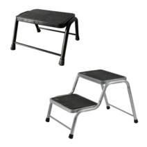 [AWESOMATIC] 튼튼한 작업발판 높이조절 산업용 3단 스텐레스 세차용 우마형 안전작업대 접이식 계단사다리 발받침대 비계 2단 철제 이동식, SLD02 2단