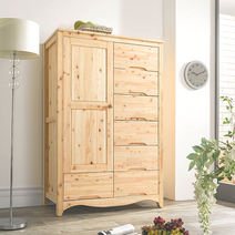 꾸미룸 편백나무 반닫이 6단 서랍장/수납장, 아이보리