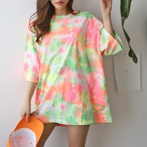 순이들 물감 물나염 워싱 오버핏티셔츠 반팔 티셔츠