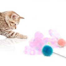 메롱스틱 고양이 토이 막대 밍크나비 랜덤 고양이낚시 펫토이 펫 반려묘, 1개