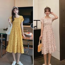 허리주름 스모크밴딩 샤랄라 플라워치마 여름 원피스플라워원피스 프릴원피스 여성원피스 미니원피스 나시원피스 원피스 여성치마 면원피스 브이넥원피스 여름원