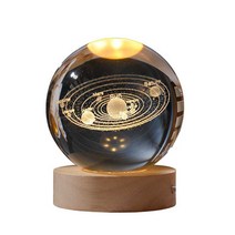 우주 구슬 장식 명상 무드등 태양계 조명, 8cm볼갤럭시+원형나무베이스
