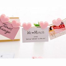 카페 메모 가랜드 사진 하트 미니 집게2px10개 식당, 핑크2P