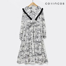코인코즈 프릴 카라넥 롱 나염 패턴 원피스 (IY2AO9090)