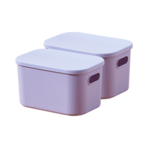 피피에프 베이직 리빙박스 다용도 수납 정리 팬트리 손잡이형01 6L, 라벤더 2P