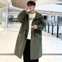 남자 트렌치코트 코디 롱코트 남성 패션 트렌치 코트 블랙 윈드 브레이커 남성 후드 코트 루즈 롱 코트 와일드 봄 가을 후드 탑스 406