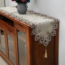 SKANDSALO 테이블 플래그 긴서랍 커피테이블 식탁 천패브릭 커버, 테이블 플래그 : 40 x 250cm, 2 색 레이스 (페넌트)