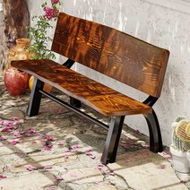 비엘 야외용벤치 운동장 주물 원목 웨이팅 옥외용, 등받이있는 1.2m