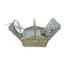 룰루랄라 야외 라탄 피크닉 바구니, 10.2인용 삼각아이스백바구니-실버, 도자기 세트, 1개