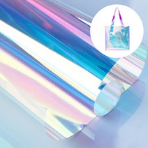 투명 홀로그램 원단 PVC 반짝이 투명 비닐 가방 파우치 비치 가방 지퍼백, 투명반짝이 두께 0.3mm / 폭120x50cm