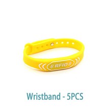 스마트 조정 가능한 손목 밴드 NFC 액세스 제어 키 카드 RFID 방수 팔찌 1K S50 읽기 전용 배지 5 개 13, 03 5PCS-Yellow