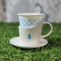 윙스세라믹 물방울 도자기 종이컵 홀더, 홀더+받침