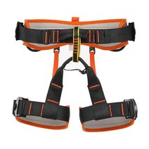 내구성 암벽 등반 rappelling 보호 장비 허리 및 다리 크기 조정을위한 내구성 등반 하네스 하프 바디 안전 안전, 폴리 에스터, 오렌지 M