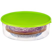 Zilpoo 뚜껑이 있는 플라스틱 파이 용기 26.7cm(10.5인치) 컵케이크 캐리어 머핀 타르트 쿠키 치즈 케이크 홀더 뚜껑이 있는 원형 냉동고 보관 식품 키퍼, Green