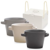 [선물용박스포함] 라라홈 도자기 손잡이 면기 답례품 떡국그릇 우동기 돌답례품 기념 그릇답례품, 연그레이