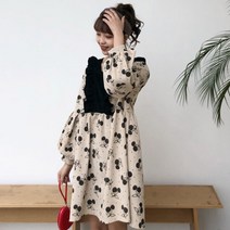 가바바 여성 원피스 앵두패턴 아방한 느낌의 오버핏 데일리 미니원피스 G28062