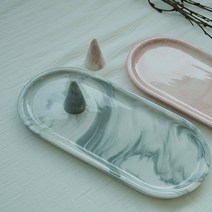 북유럽 타원 마블 대리석 트레이 [빈티지 악세사리 쥬얼리 소품 인테리어 트레이 받침대 플레이트], 블랙