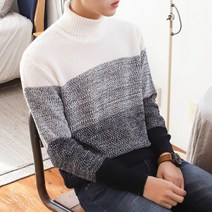 더맨쉽 부드러운 그라데이션 배색 목폴라 니트 YNTPL33004