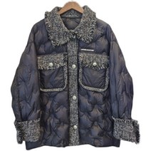 구스다운 동대문 환절기 숏트위드 이쁜 양털 털 벨트 여성 패딩 트위드숏 롱퀼팅