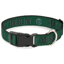 Buckle-Down강아지 목걸이 플라스틱 클립 해리 포터 슬리데린 크레스트 그린 블랙 24.5~36.9cm(9.5~14.5인치) 너비 1.3cm(0.5인치)