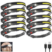 헤드라이트복원 자동차 유리복원제 kdulit cob 센서 헤드 램프 led 멀티 모드 헤드 라이트 손전등 usb 내장 배터리 충전식 헤드 낚시 및 등산, h 포장