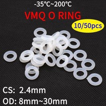 1050pcs vmq 흰색 실리콘 링 개스킷 cs 2.4mm od 8 30mm 식품 등급 방수 와셔 고무 절연 o-링 고무 링, 20mm에서, 10개