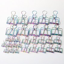 로맨틱노벰버 3종 클립 사무용집게, 바인더클립 레인보우30개 (3가지 사이즈 각10p)