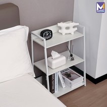 MCOMPANY 사이드 테이블 인테리어 간이 선반 침대 옆 협탁 2단 3단 침실 거실 쇼파 미니 엔틱 소형 모던 보조 원목 철제 틈새 서랍장 이동식 빈티지 북유럽 거실장 수납장, 50 x 30~24 x 69 (cm)